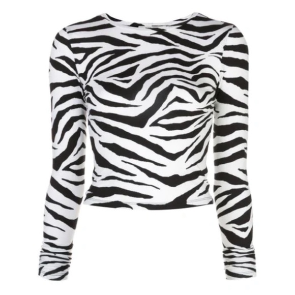 Alice + Olivia Tops - Alice + Olivia Delaina Tiger Print Cropped Top In Black